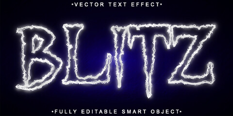 Poster - White Electric Blitz Vector Fully Editable Smart Object Text Effect