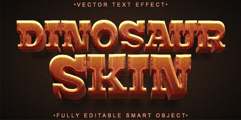Poster - Brown Cartoon Dinosaur Skin Vector Fully Editable Smart Object Text Effect