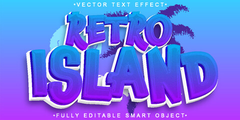 Poster - Cartoon Retro Island Vector Fully Editable Smart Object Text Effect
