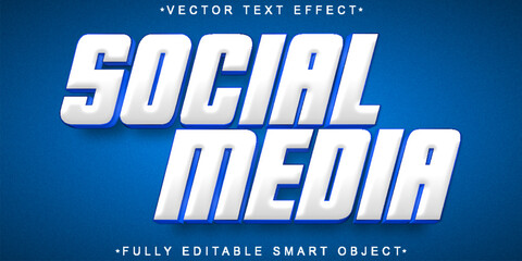 Aufkleber - Blue Social Media Vector Fully Editable Smart Object Text Effect
