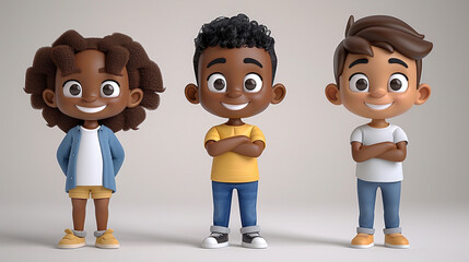 Sticker - 3D diverse kids avatar set 