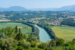 Panoramic view of the Tiber river from the village of Filacciano, in the Province of Rome, Lazio, Italy.