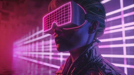 Leinwandbilder - portrait of a futuristic woman wearing virtual reality goggles