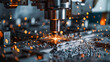 machine tool in the midst of a metalworking process with sparks