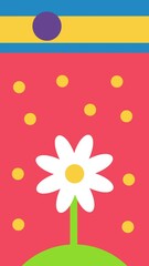 Wall Mural - loop bright simple modern vertical summer pattern. abstract summer background daisy flower animated 
