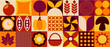 © Anastasiia - Pattern bauhaus with autumn. Geometric mosaic background. Simple geometric shapes. Textile background with autumn print.