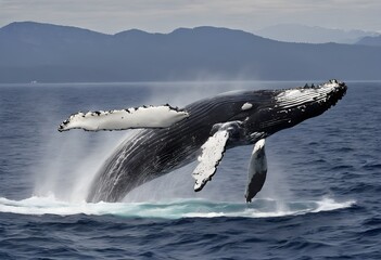 Wall Mural - A view of a Humpback Whale in the water