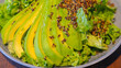 Avocado Kinoa Salad Healty Meal Served at Wooden Table