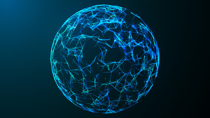 Wall Mural - abstract 3d futuristic sphere. global network connection. sphere made of dots and lines. big data vi