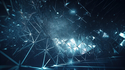 Poster - Abstract background with structure of neon triangles and technology style.