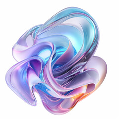 Aufkleber - Fluid round 3D shape of liquid splash of holographic glass in motion. Iridescent liquid sphere.
