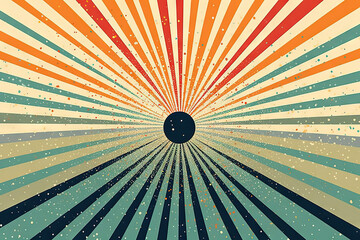 Wall Mural - Sun burst in retro style with grungy dots. Vintage sun rays background..