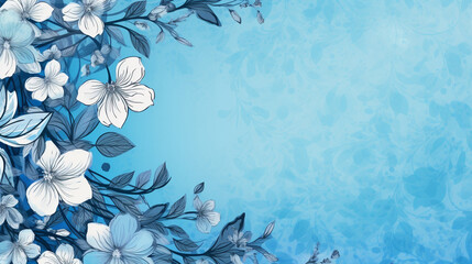 blue vintage background, ornamental flowers