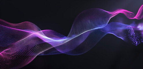Poster - Abstract purple and blue wave with a lot of dots. The wave is very long and it looks like it is moving
