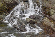 cascading  water over rocks  at the spillway,