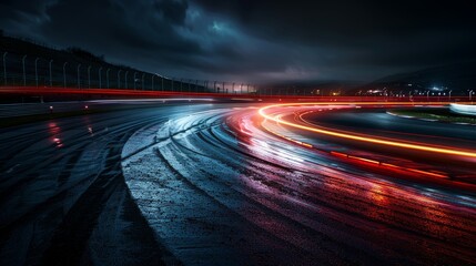 Racing Tracks Speed and Motion: A photo showcasing the sense of speed and motion on empty racing track