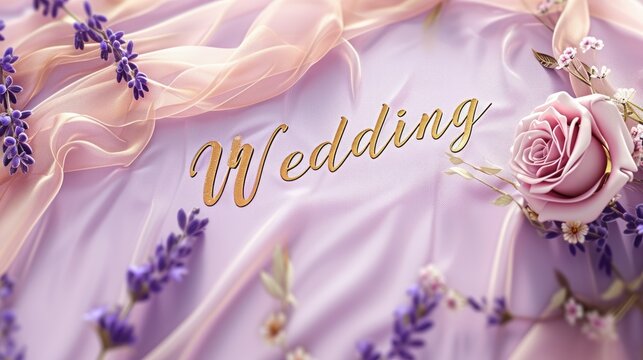 Romantic allure: captivating wedding invitation card adorned with text wedding, blending elegance and sentiment in beautiful design, perfect for announcing and inviting to joyous celebration of love.