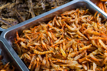 Canvas Print - Dry shrimp sell in the seafood store