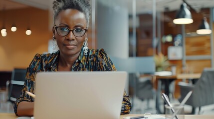 Canvas Print - Professional Woman Working at Laptop