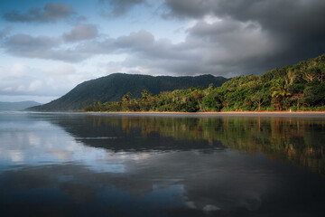 Wall Mural - view of daintree cape tribulation - sunny beach on australian coast in queensland