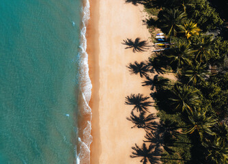 Wall Mural - aerial of white sand beach on home island, cocos keeling islands, austrailian indian ocean territory