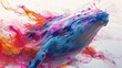 © lemoncraft - Vibrant underwater portrait of a whale, infused with abstract art elements, showcasing a colorful and dynamic ocean scene