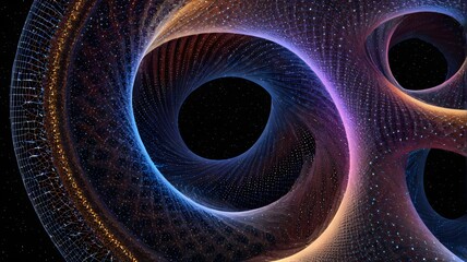 Wall Mural - Intertwined Cosmic Wormholes in a Starry Space Background