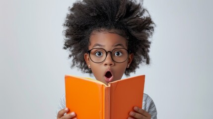 Child Astounded by Colorful Book