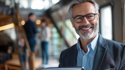 Wall Mural - Smiling Professional Man with Tablet