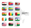 All African Countries Flags Vector 3D Rounded Glossy Icons Set Isolated On White Background Part 2. Official National Flags Of Africa Vivid Bright Color Bulging Convex Buttons Collection On Light Back