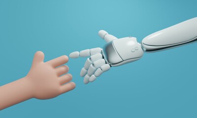 Poster - Human robot interaction. 3d rendering