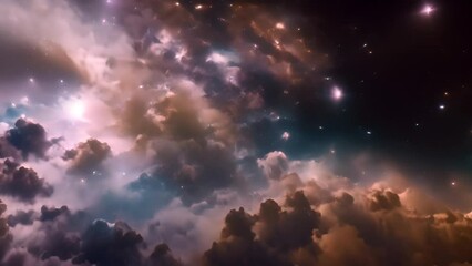 Wall Mural - cosmic space filled with stars and clouds generative ai