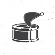 Canned fish. Vector illustration. Canned food, black on white silhouettes.