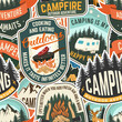 Summer camp seamless pattern or background. Vector. Fabric, textile, wallaper.