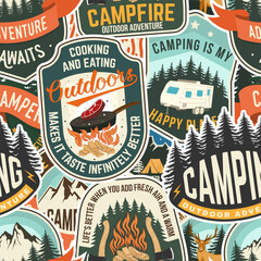 Wall Mural - summer camp seamless pattern or background. vector. fabric, textile, wallaper.