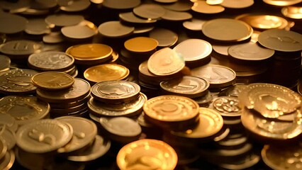Poster - Pile of Coins on Table Generative AI