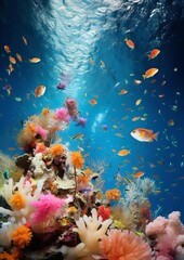 Wall Mural - the essence of an underwater world teeming with vibrant marine life in an abstract