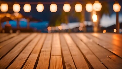 Poster - Wooden Table Covered With Numerous Lights Generative AI