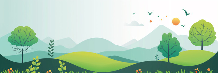 Wall Mural - landscape with grass and blue sky, for backgroud