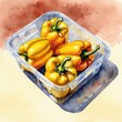 Yellow peppers in a container
