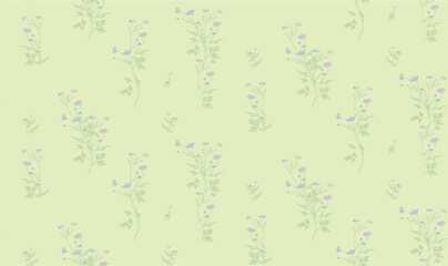 Wall Mural - Vintage pattern with wildflowers for the production of fabric, wallpaper, packaging