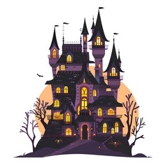 Canvas Print - Illustration of Halloween castle