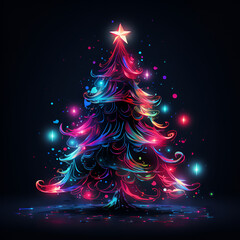 Poster - Abstract colorful Christmas tree.Merry Christmas and Happy New Year