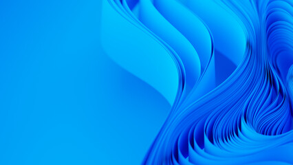 Poster - Blue layers of cloth or paper warping. Abstract fabric twist. 3d render illustration