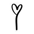 Cute cake topper in heart shape. Decoration element for cake. Vector hand drawn heart symbol.