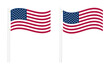 © Formatoriginal - Waving American USA Flag on pole With real proportions and Colors. Embroidered Stars, Sewn Stripes and Brass Grommets. Vector illustration