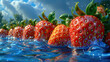 Strawberries season concept background, generative ai