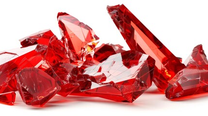 Wall Mural -   A stack of red crystals atop another stack, both resting on a white surface