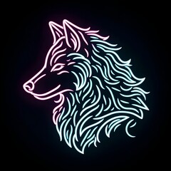 Neon wolf head vector