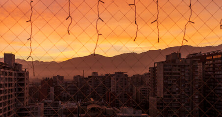 Dawn in the center of Santiago